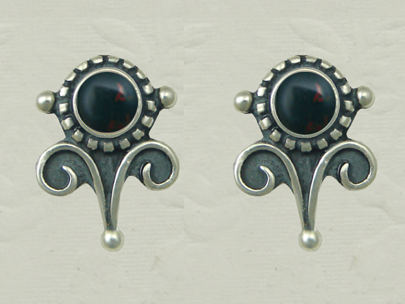 Sterling Silver Petite Bloodstone Post Stud Earrings